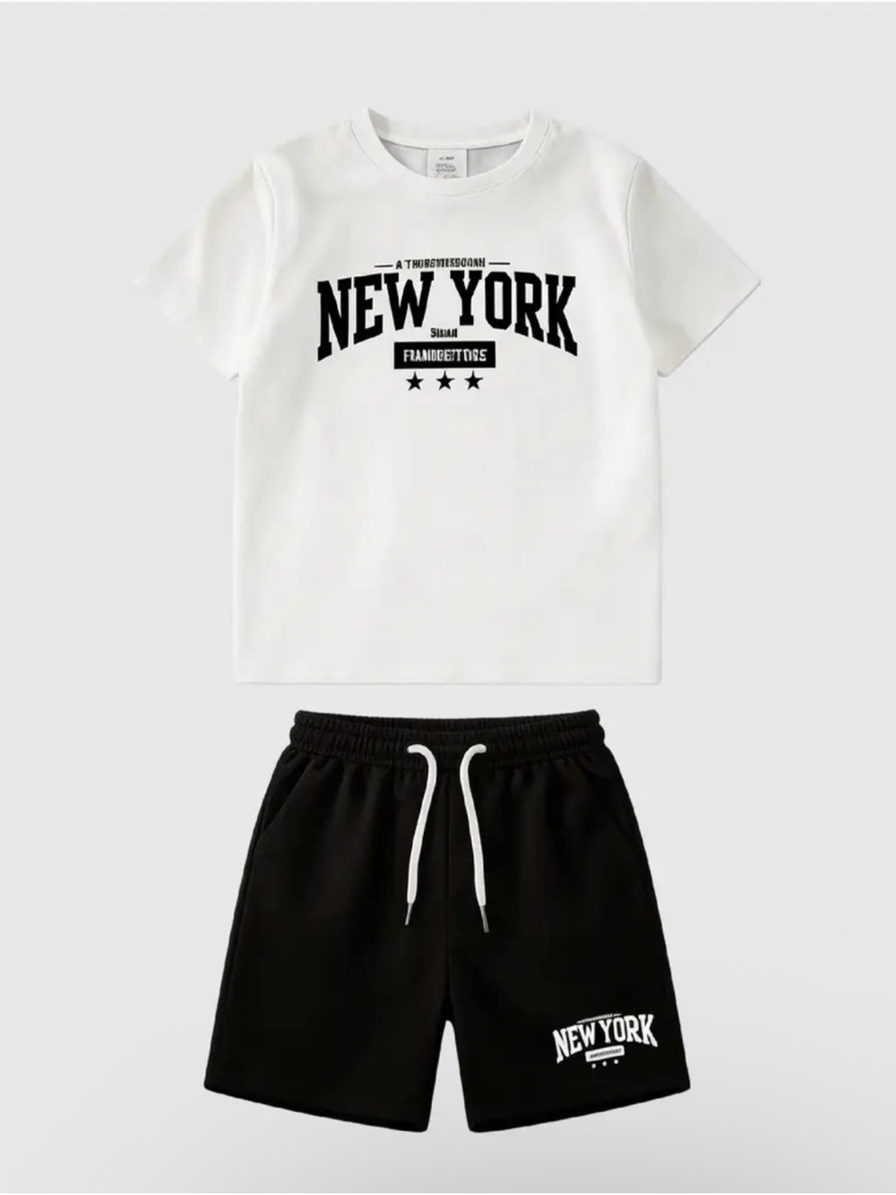 Kids Black and White 'New York' Cotton Shorts - Unbranded